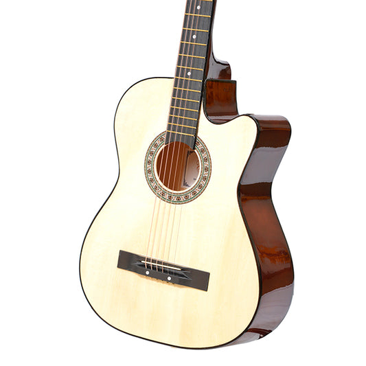 EVO T-38C Natural Acoustic Guitar 38 Inch Beginner Guitar Student Guitar Free Bag String Pick Strap