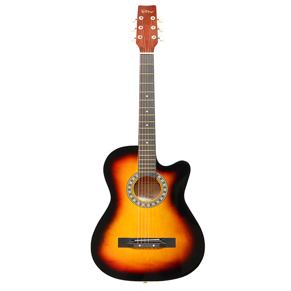EVO T-38C Sunburst Acoustic Guitar 38 Inch Beginner Guitar Student Guitar Free Bag String Pick Strap