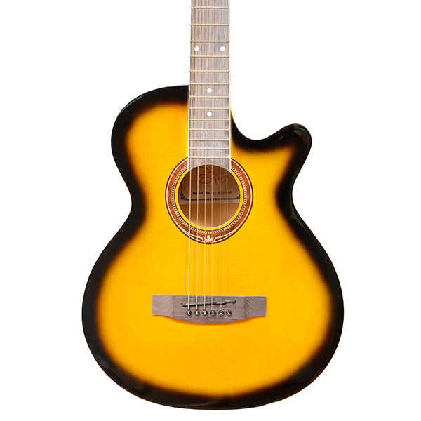 EVO SF38CEQ Sunburst Acoustic Guitar With Pickup 38 Inch Beginner Guitar Pick Up Student Guitar Free Bag String Pick Strap