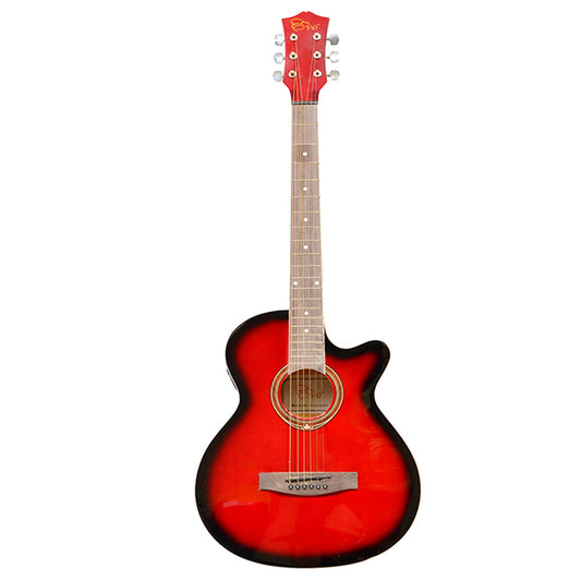 EVO SF38CEQ RED Acoustic Guitar With Pickup 38 Inch Beginner Guitar Pick Up Student Guitar Free Bag String Pick Strap