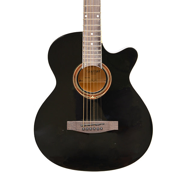 EVO SF38CEQ Black Acoustic Guitar With Pickup 38 Inch Beginner Guitar Pick Up Student Guitar Free Bag String Pick Strap