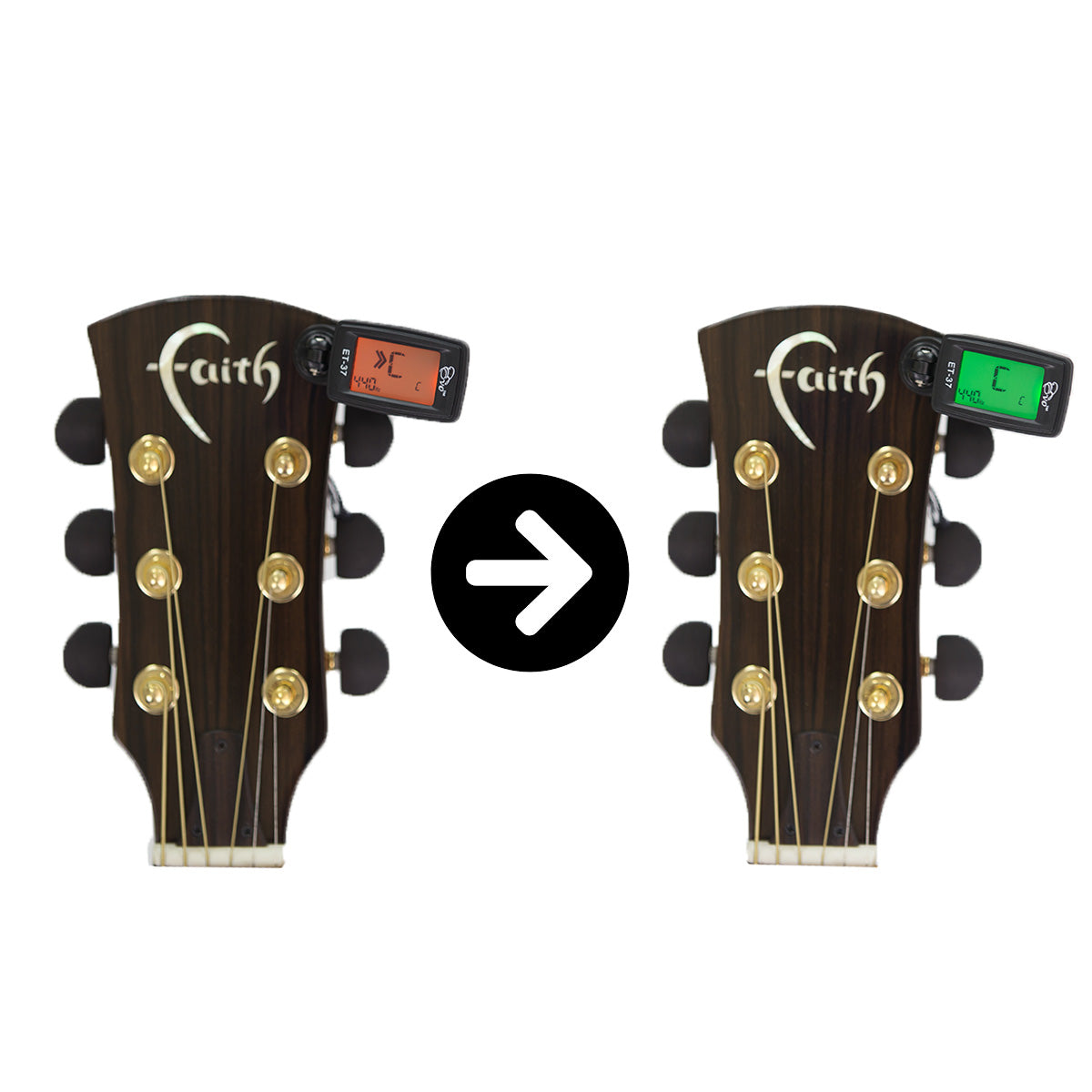 EVO ET-37 Digital Tuner Rotate Clip On Vibration Tuning Chromatic Guitar Violin Ukulele Bass