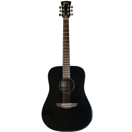 Faith FASBK Apollo Saturn Dreadnought Solid Sitka Spruce Top Acoustic Electric Folk Guitar with Bag (Black)
