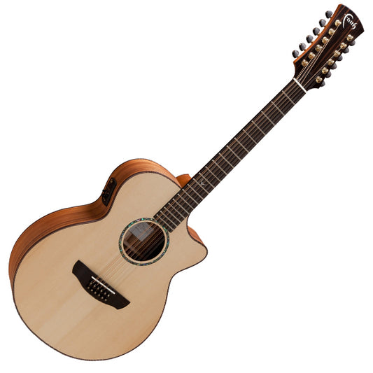 Faith FV12TB Trembesi Venus 12 String Cutaway Electro Full Solid Acoustic Electric Guitar Pickup with Case