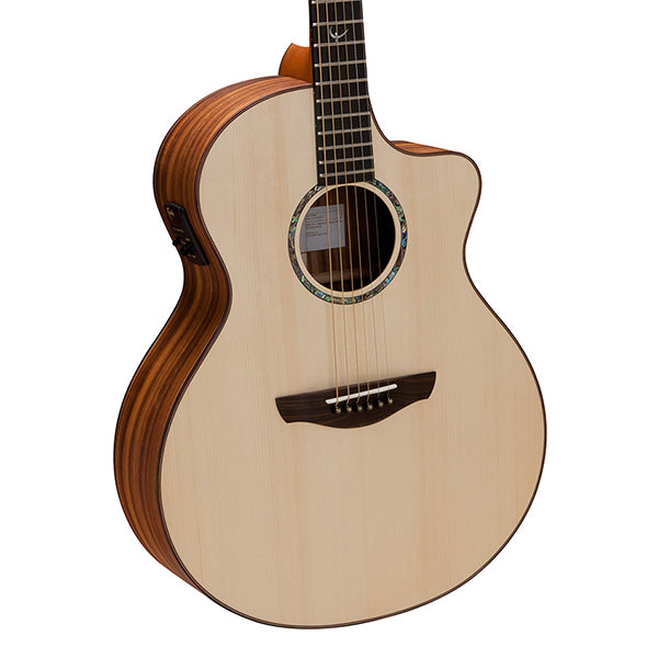 Faith FNCETB Trembesi Neptune Cutaway Electro Full Sized Jumbo Solid Acoustic Electric Guitar Pickup with Case
