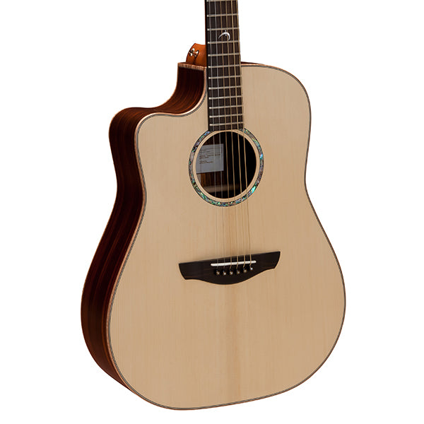 Faith FSCEHGL HiGloss Saturn Cutaway Electro Lefthanded Dreadnought Full Solid Acoustic Electric Guitar Pickup with Case