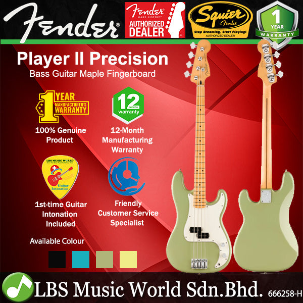Fender Player II Precision 4 String Bass Guitar with Maple Fingerboard