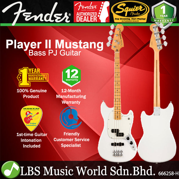 Fender Player II Mustang 4 String Bass PJ Guitar with Maple Fingerboard