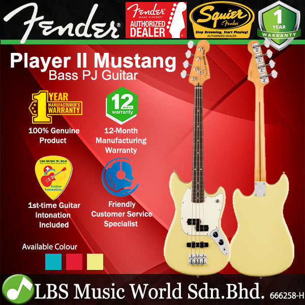 Fender Player II Mustang 4 String Bass PJ Guitar with Rosewood Fingerboard