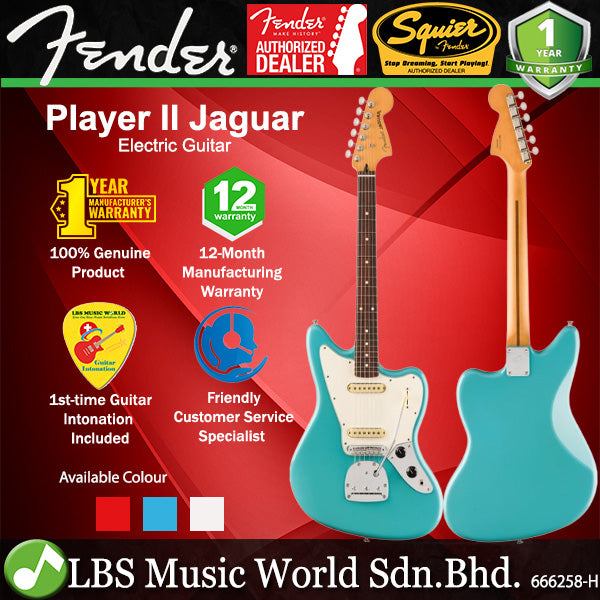 Fender Player II Jaguar Alder Body Electric Guitar with SS Pickup and Rosewood Fingerboard