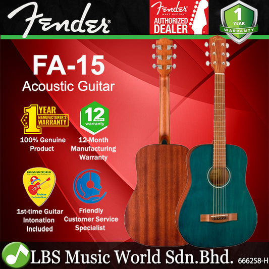 Fender FA-15 3/4 Size Steel String Acoustic Guitar with Bag and Walnut Fingerboard (FA15)