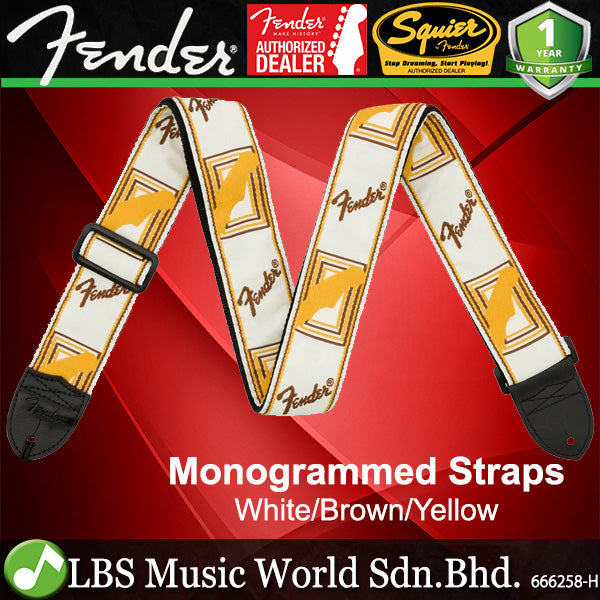 Fender 2 Inch Monogrammed Adjustable Guitar Strap Leather Ends
