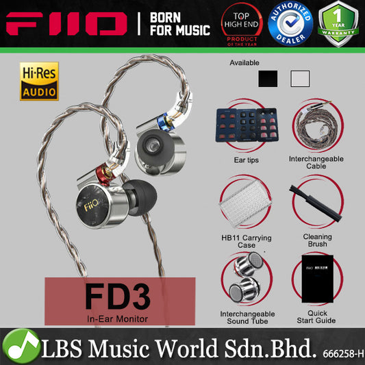 Fiio FD3 Single Dynamic In Ear Monitor Semi Open Design with Interchangeable Sound Tube