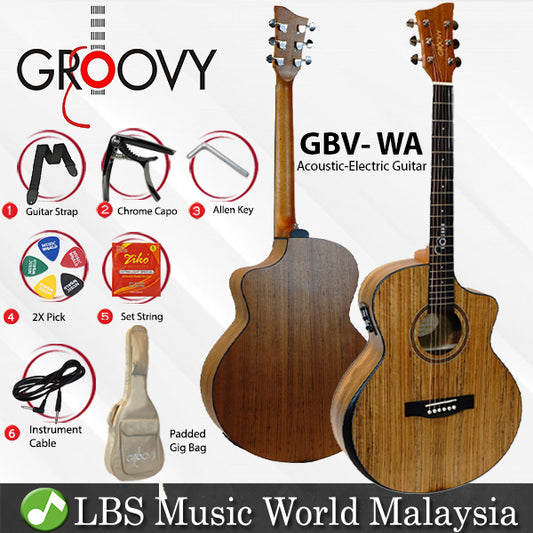 Groovy GBV-SP Grand Auditorium Electric Acoustic Guitar Package with Bevel Armrest & KLT-17A Pickup (Spruce)
