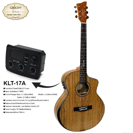 Groovy GBV-WA Grand Auditorium Electric Acoustic Guitar Package with Bevel Armrest & KLT-17A Pickup (Walnut)