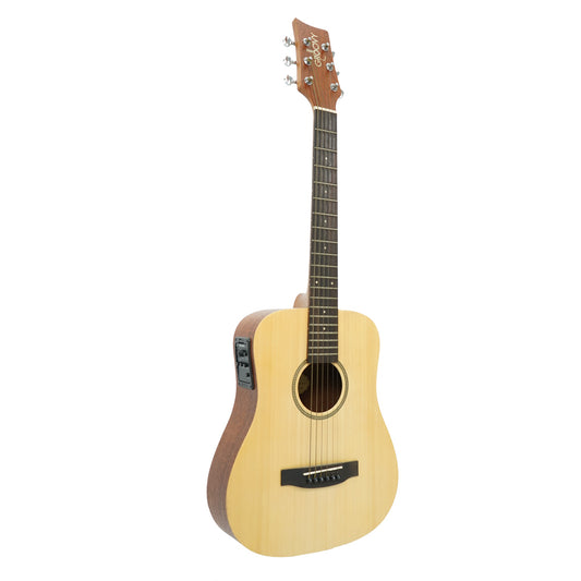 Groovy GBB-EQ 34 Inch Spruce Acoustic Electric Guitar with Bag Fishman Pickup Travel Size Guitar (GBB)
