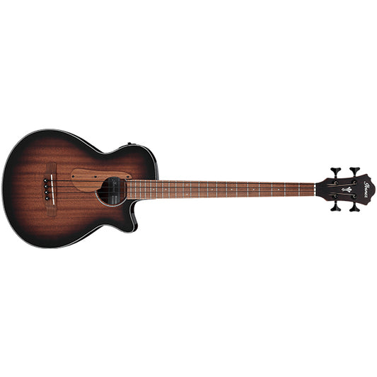 Ibanez AEGB24E 4 String AEG Body Sapele Top Acoustic Bass Guitar with Pickup - Mahogany Sunburst High Gloss