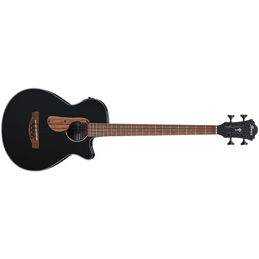 Ibanez AEGB24E 4 String AEG Body Sapele Top Acoustic Bass Guitar with Pickup - Black High Gloss