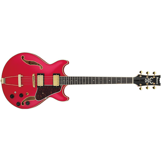 Ibanez AMH90 Artcore Expressionist Hollowbody Electric Guitar with Ebony Fretboard and HH Pickup - Cherry Red Flat (AM H90)
