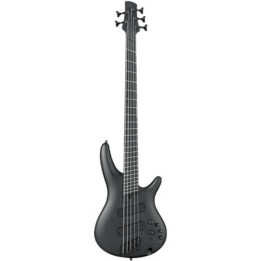 Ibanez SRMS625EX 5 String Iron Label Okoume Body Electric Bass Guitar with HH Pickup - Black Flat