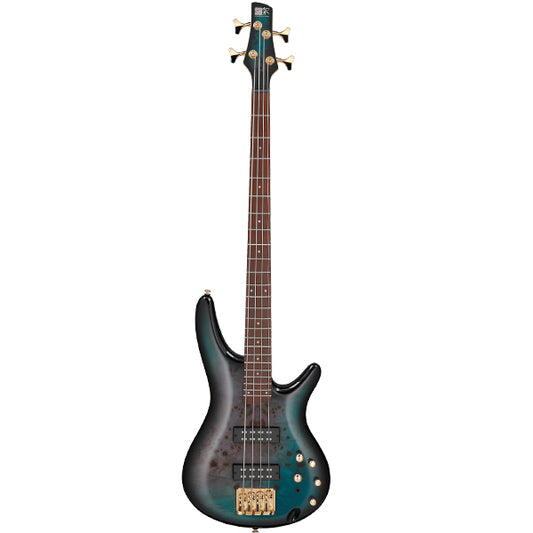 Ibanez SR400EPBDX Poplar Burl Top Nyatoh Body Electric Bass Guitar with PowerSpan Dual Coil Pickup and Jatoba Fretboard - Tropical Seafloor Burst