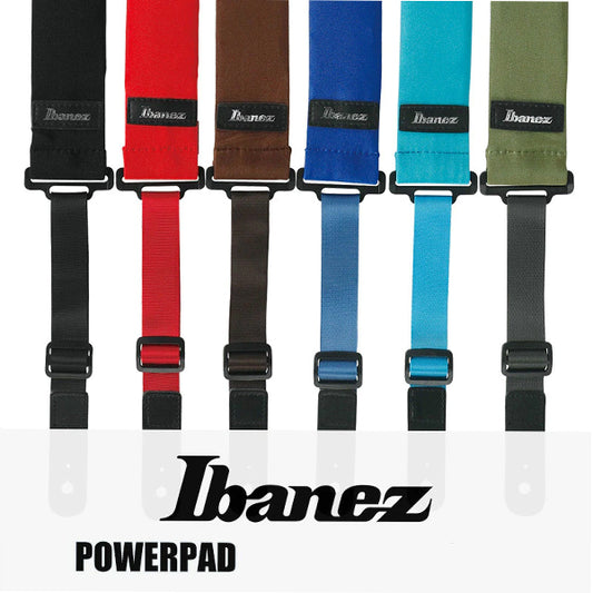 Ibanez GSF50 Powerpad Strap Guitar Polyester Strap With Adjustable Leather End (Power Pad)