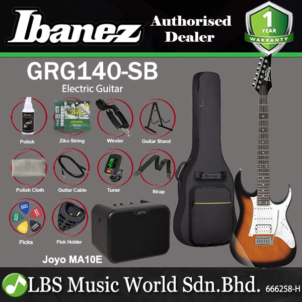 Ibanez GRG140SB Poplar Body Electric Guitar With Tremolo And Purpleheart Fretboard - Sunburst (GRG140)
