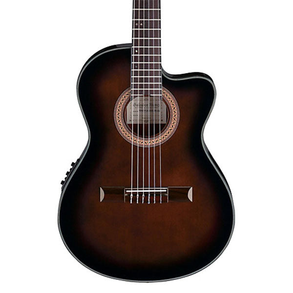 Ibanez GA35TCE-DVS Thinline Cutaway Body Classical Guitar With Equalizer Dark Violin Sunburst High Gloss (GA35TCE DVS)