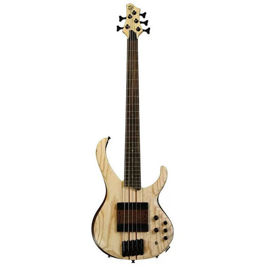 Ibanez BTB33-NTF 5 String Ash Top Mahogany Wing Body Standard Workshop Electric Bass Guitar Natural Flat (BTB33)