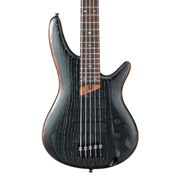 Ibanez SR675-SKF Standard Mahogany Body with Ash Top 5 String Electric Bass Guitar Silver Wave Black Flat (SR675 SKF)