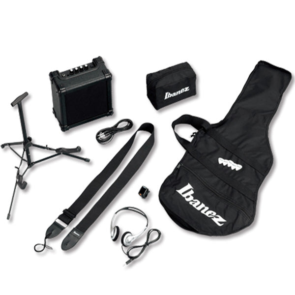 Ibanez IJSR190E-BK Poplar Top Body Jumpstart Pack Electric Bass Guitar Black (IJSR190E)