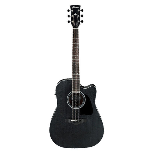 Ibanez AW84CE-WK Artwood Cutaway Dreadnought Acoustic Electric Guitar Weathered Black Open Pore (AW84CE)