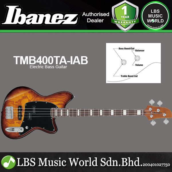 Ibanez TMB400TA 4 String Poplar Body Tamo Ash Top Electric Bass Guitar