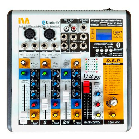 IVA V4FX 4 Channel Mixer with Bluetooth, USB and Effect Function