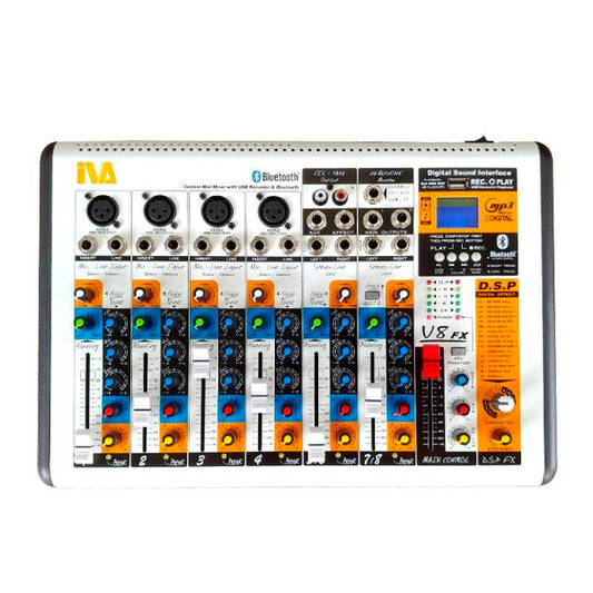 iVA V8FX 8 Channel Mixer with Bluetooth, USB and Effect FX