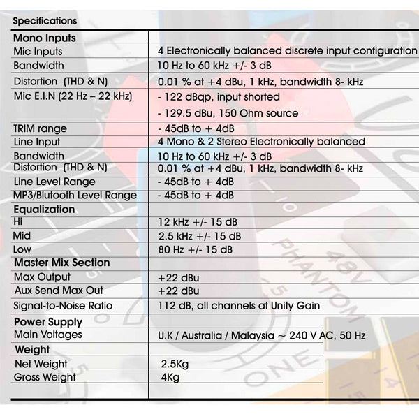 iVA V8FX 8 Channel Mixer with Bluetooth, USB and Effect FX