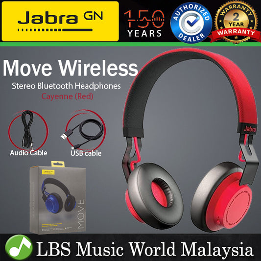 Jabra Move Wireless Bluetooth Headphone Stereo Headphones - Blue / Red