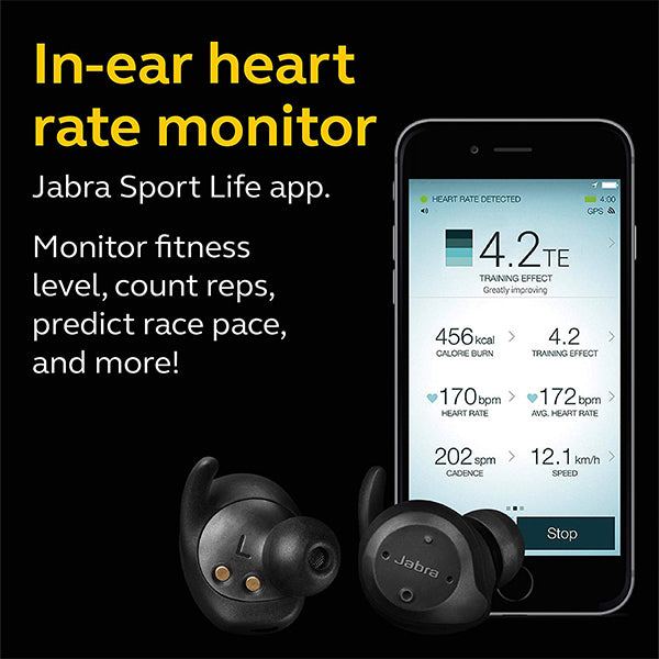 Jabra Elite Sport II Wireless Bluetooth Earbuds Headset with Heart Rate Monitor (Sport 2)