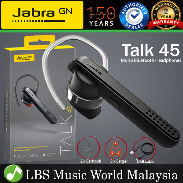 Jabra Talk 45 Mono Bluetooth Wireless Headset Headphone Noise Cancellation HD Voice Control (Talk45 Earphones)