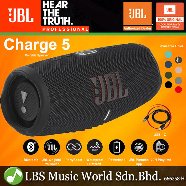 JBL CHARGE 5 Portable Waterproof Bluetooth Speaker with PartyBoost
