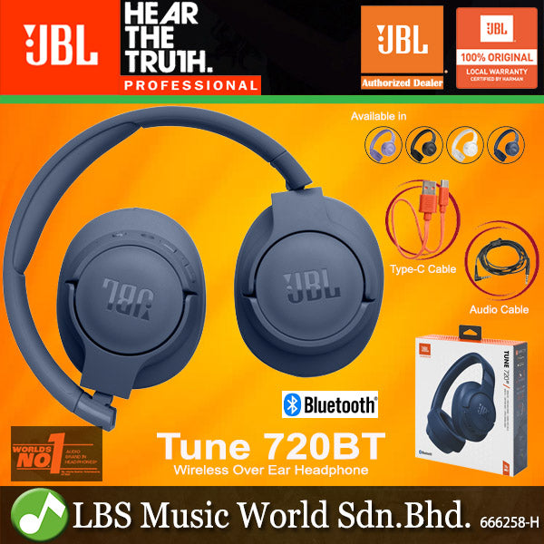 JBL Tune 720BT Wireless Bluetooth Over Ear Headphones with Built In Microphone (720 BT)