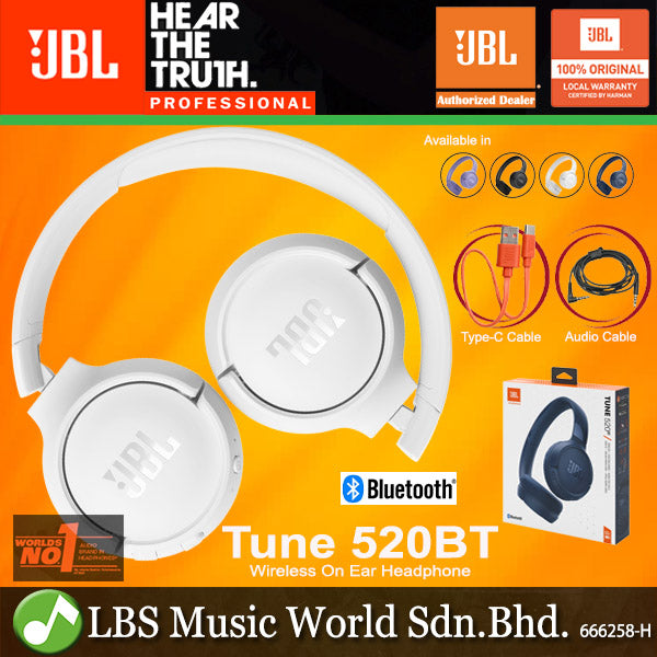 JBL Tune 520BT Wireless On Ear Headphones with Built-in Microphone and Bluetooth (520 BT)