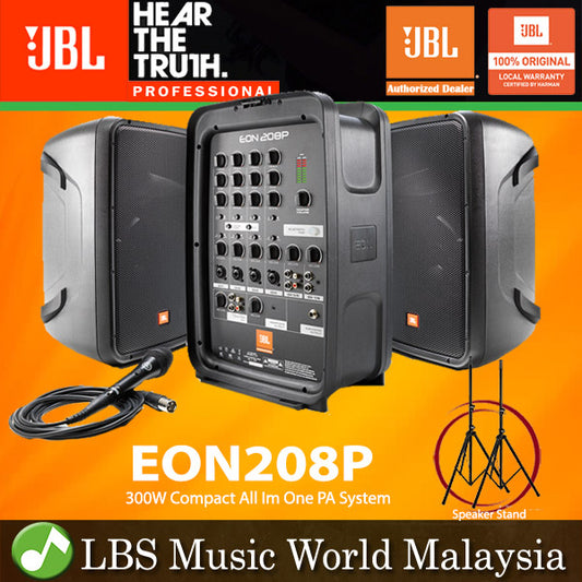 JBL EON208P 300W 8 Channel Powered Mixer Portable PA System Speaker with Bluetooth (Eon 208P EON208 P)