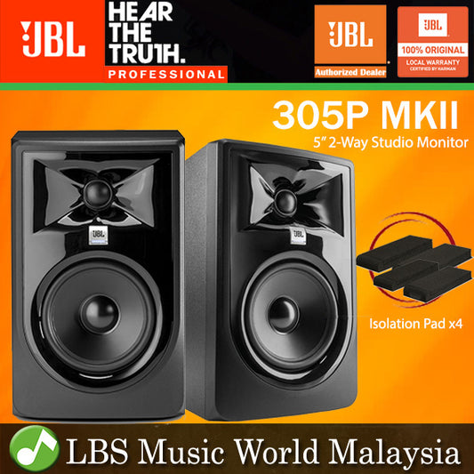 JBL 305PMKII 5 Inch Two Way Powered Studio Monitor Speaker with Isolation Pad