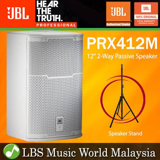 JBL PRX412M-WH 1200W 12" Passive Speaker 2 Way Stage Monitor - White (PRX412)