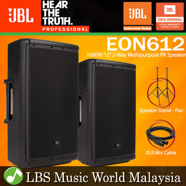 JBL EON612 1000W 12 Inch Two Way Multipurpose Powered Speaker with
