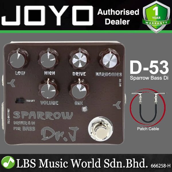 Joyo D-53 Dr.J Sparrow Bass Di Xlr And Drive Effect Guitar Pedal (D53 D 53)