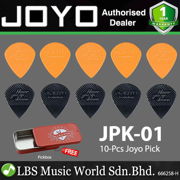 Joyo JPK-01 10 Piece 1.4mm Never Give Up Dreams ABS Guitar Pick - Black and Orange (JPK01)