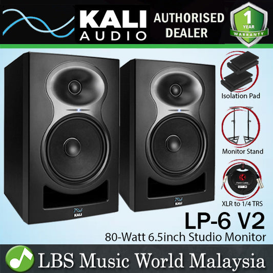 Kali Audio LP-6 V2 80 Watt 6.5 Inch Powered Studio Monitor Speaker - Pair (LP6 V2)