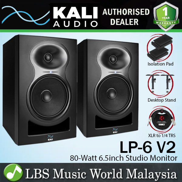 Kali Audio LP-6 V2 80 Watt 6.5 Inch Powered Studio Monitor Speaker - Pair (LP6 V2)